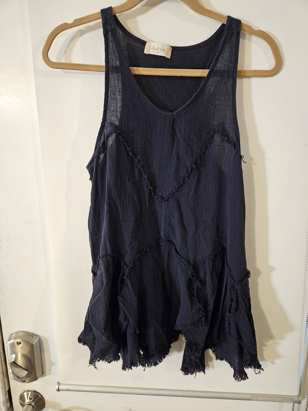 Altar'd State Blue Frayed Tank